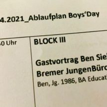 Ausschnitt vom Ablaufplan vom Boysday 2021
